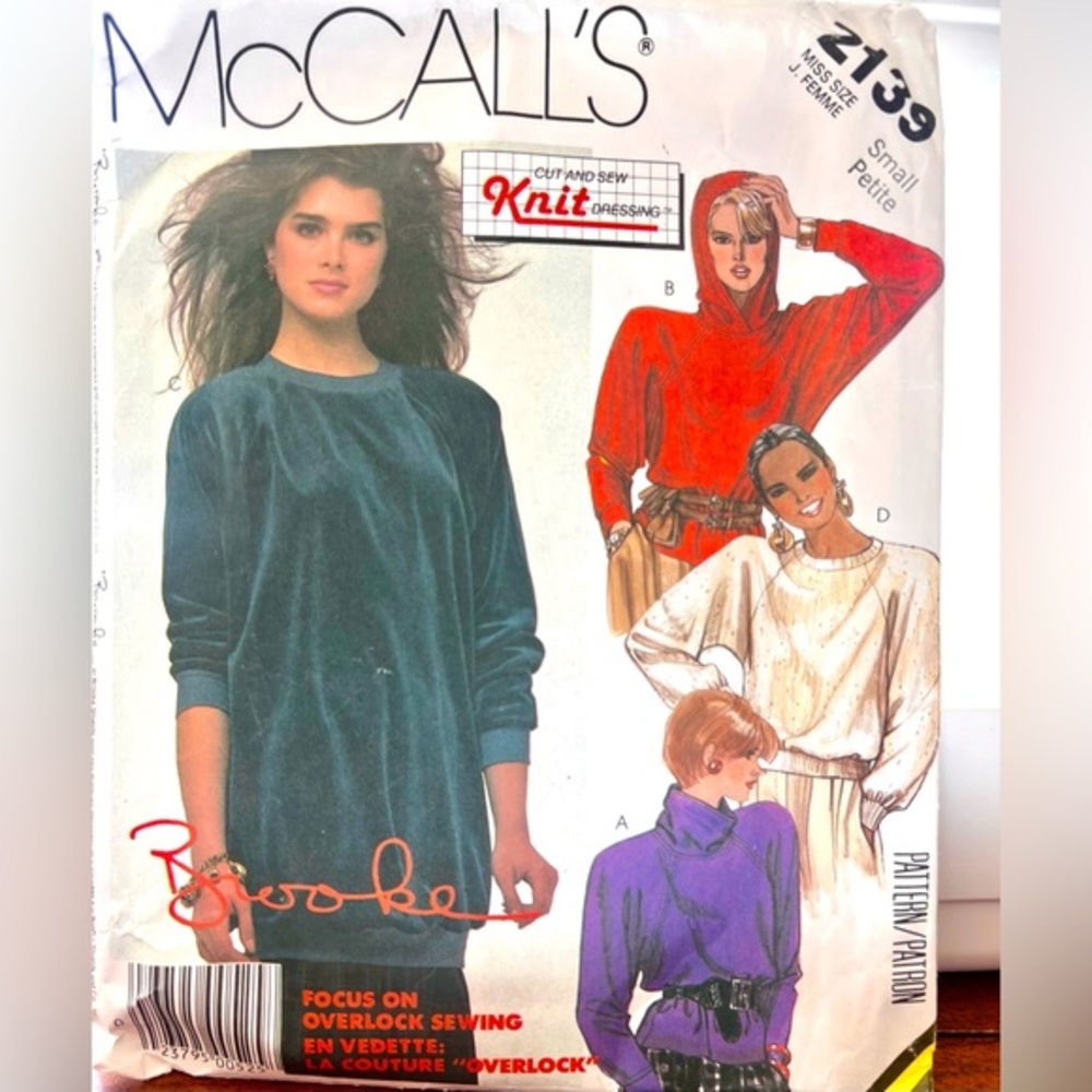 Vintage McCalls pattern size small with Brooke Shields signature pattern 1985c